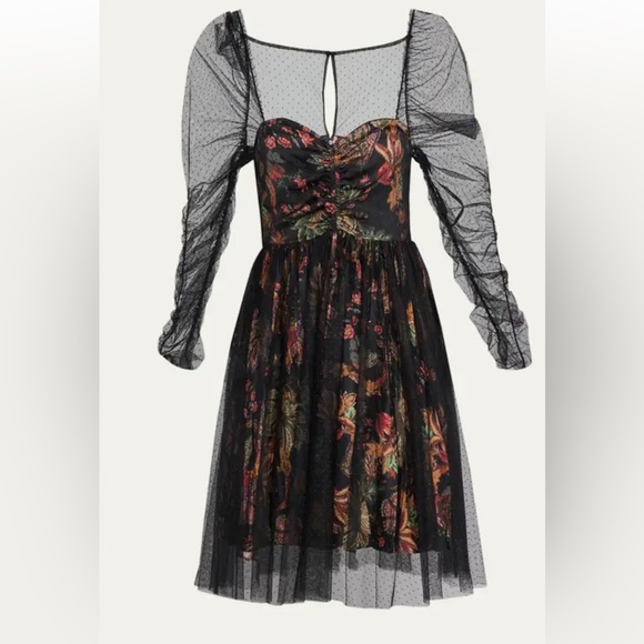 Ritchie long sleeve floral tulle mini dress - Picture 2 of 2